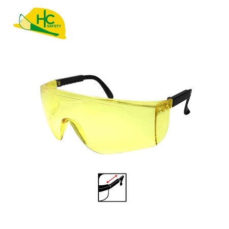 Safety glasses with integrated side shields - Wide field of view, frameless yellow lens safety glasses